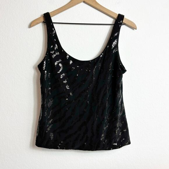 ALEX EVENINGS BLACK PARTY STRETCHY SEQUIN TANK TOP SIZE MEDIUM - Picture 4 of 6